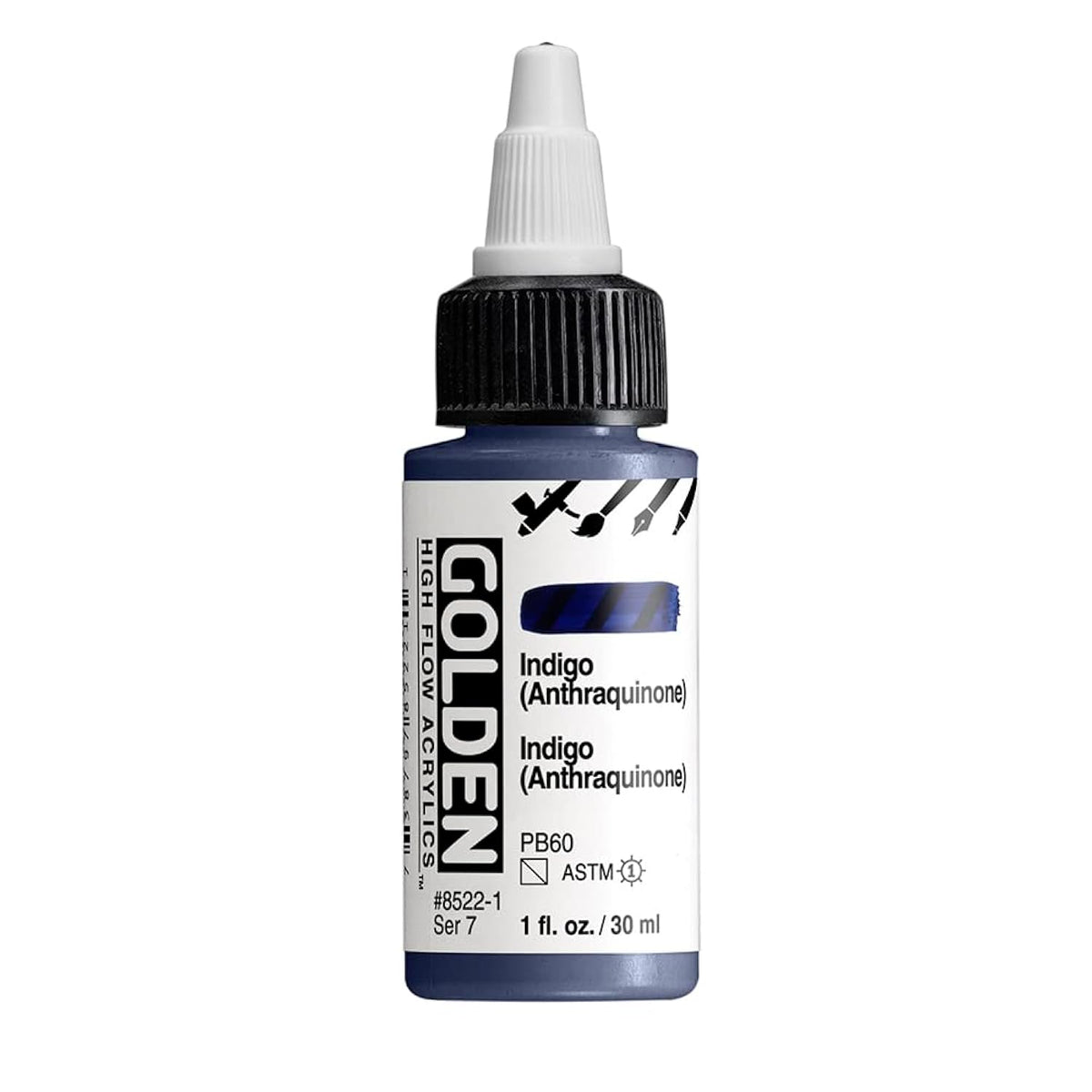 High Flow Acrylics by GOLDEN, Anthraquinone Blue, 1 fl. oz. Bottle, Professional Acrylic Paint, Semi-Transparent