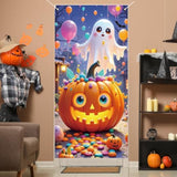 Halloween Door Cover Funny Ghost Trick or Treat Front Porch Banner Cute Home Decoration