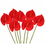 Artificial Anthurium Flowers 8 Pack 21 Inch Red – Real Touch Faux Flowers For Home Decor, Tabletop Centerpieces, Floral & Wedding Arrangements