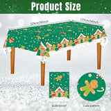 Christmas Tablecloths, Green Gingerbread Man Table Cover Rectangle Plastic Xmas Table Cloth For Merry Christmas Xmas Holiday Party Decorations Supplies (54 X 90 Inch, 2 Pcs)