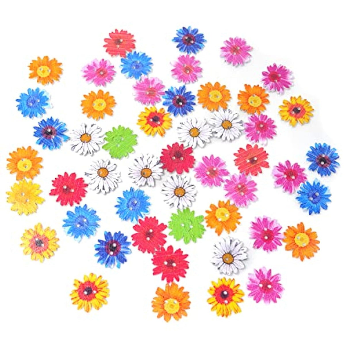 50Pcs 25Mm 1 Inch Wooden Daisy Flower Buttons Decorative Buttons For S