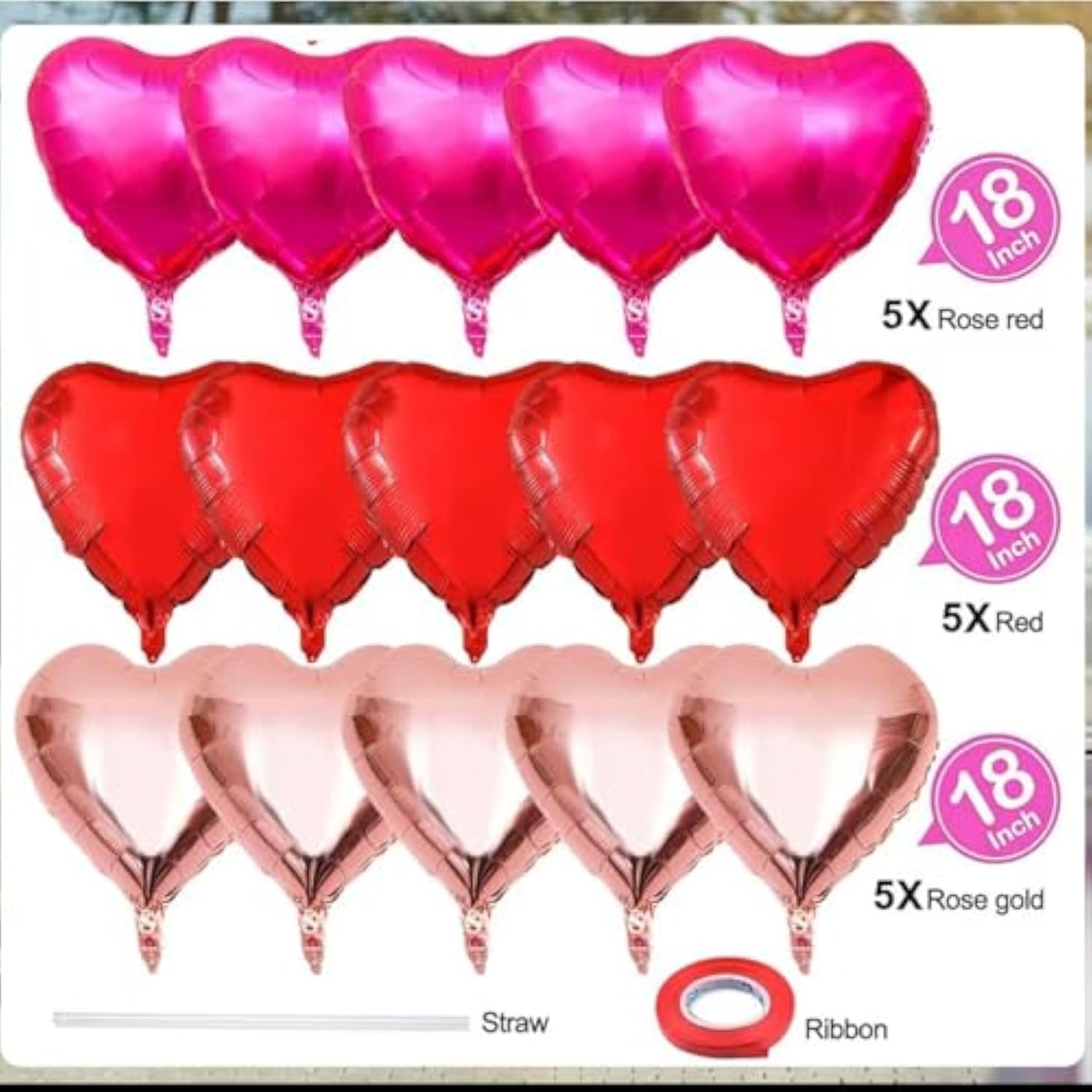 15Pcs Valentines Balloons Heart Shaped Balloons Valentines Day Heart Balloons Heart Foil Balloons Metallic Mylar Heart Balloons For Wedding Birthday Heart Party Decor Heart Baby Shower Decorations