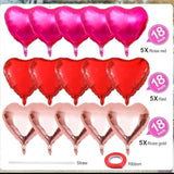 15Pcs Valentines Balloons Heart Shaped Balloons Valentines Day Heart Balloons Heart Foil Balloons Metallic Mylar Heart Balloons For Wedding Birthday Heart Party Decor Heart Baby Shower Decorations