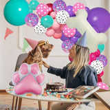 Puppy Party Balloon Garland Kit with Dog Bone Foil & Confetti Balloons for Girls' Celebrations