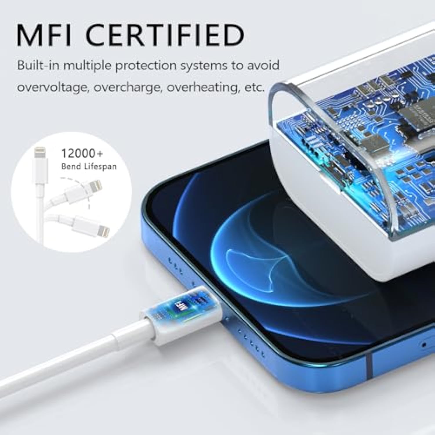 20W Pd Usb C Wall Charger With 6Ft Usb C To Lightning Cable - 3 Pack Mfi Certified For Iphone 14/13 Pro/13/12/12 Mini/12 Pro Max