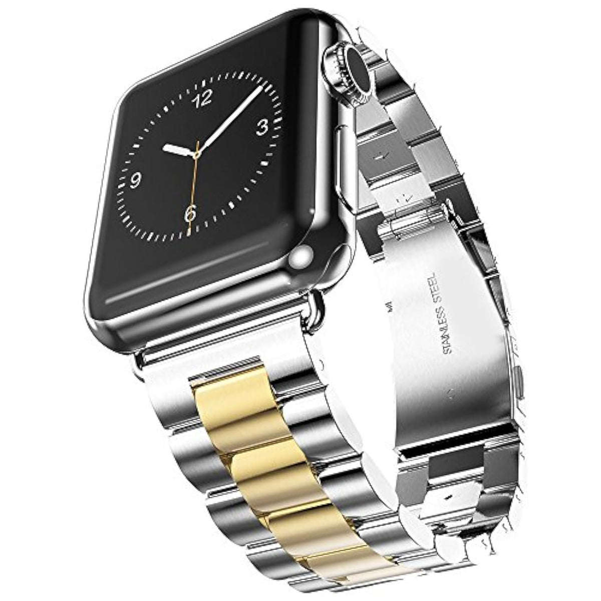 Metal Bands Compatible With Apple Watch Band 41Mm 40Mm, Dressy Stainless Steel Chain Strap For Men Iwatch Series Ultra/Ultra2/10/9/8/7/6/5/4/3/2/1 Se, Silver/Gold 42Mm(Series 10) 38/40/41Mm