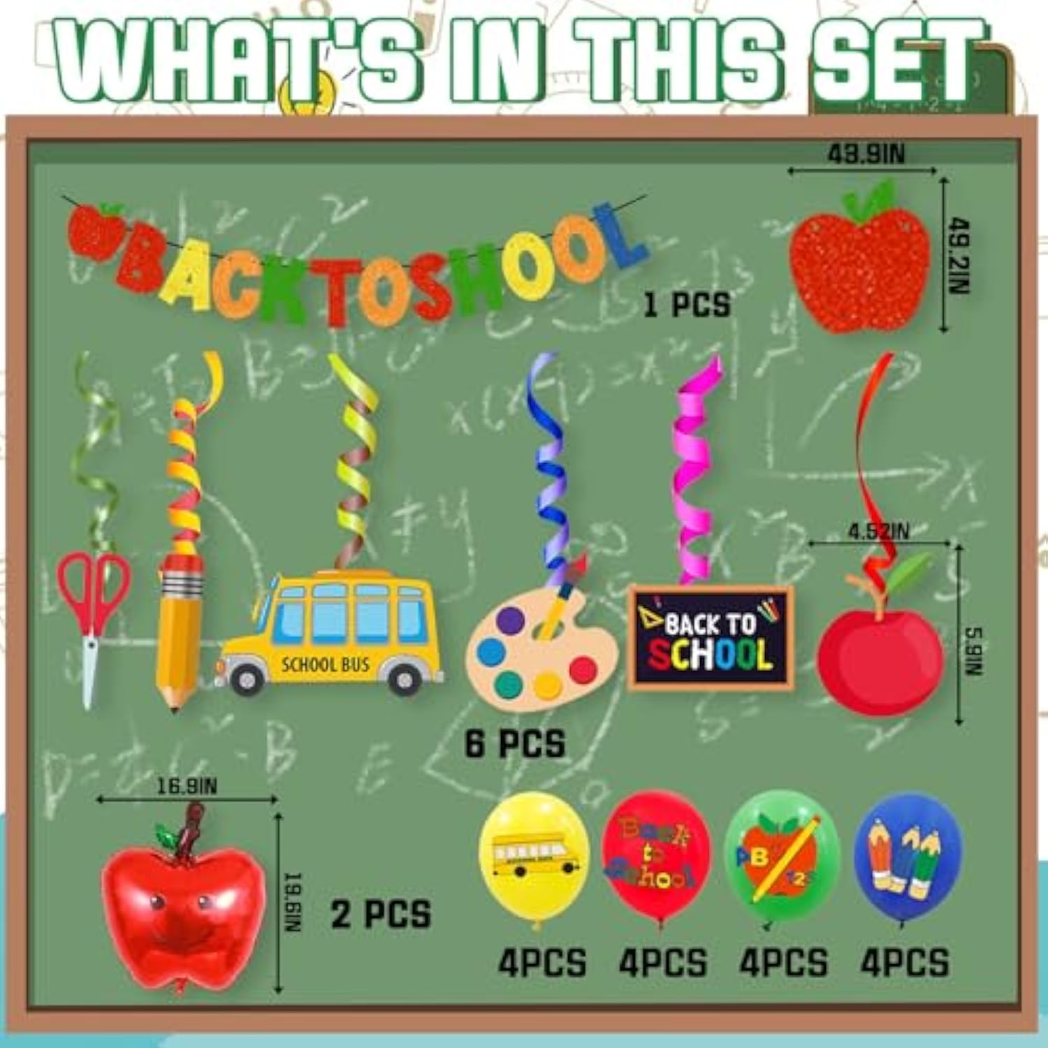 Back To School Decorations,Back To School Banner,Backdrop,First Day Balloons,Hanging Swirls First Day Of School Supplies Decorations For Office Classroom