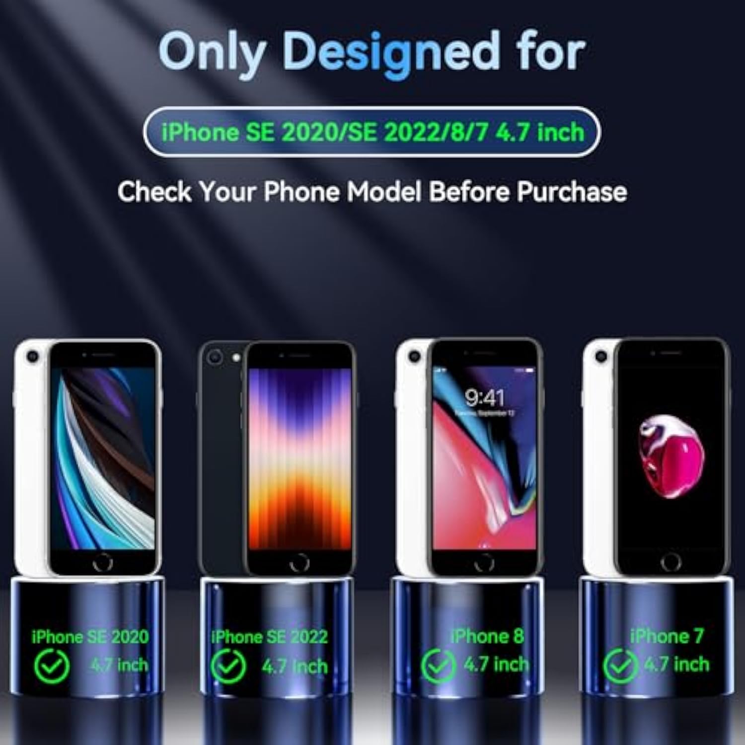 For Iphone Se Case, Magnetic Iphone Se 2022 (3Rd)/2020 (2Nd)/Iphone 8/7 Case For Compatible Magsafe With Tempered Glass, [Shockproof Military] Translucent Back Slim Bumper Cover Phone Case,Black