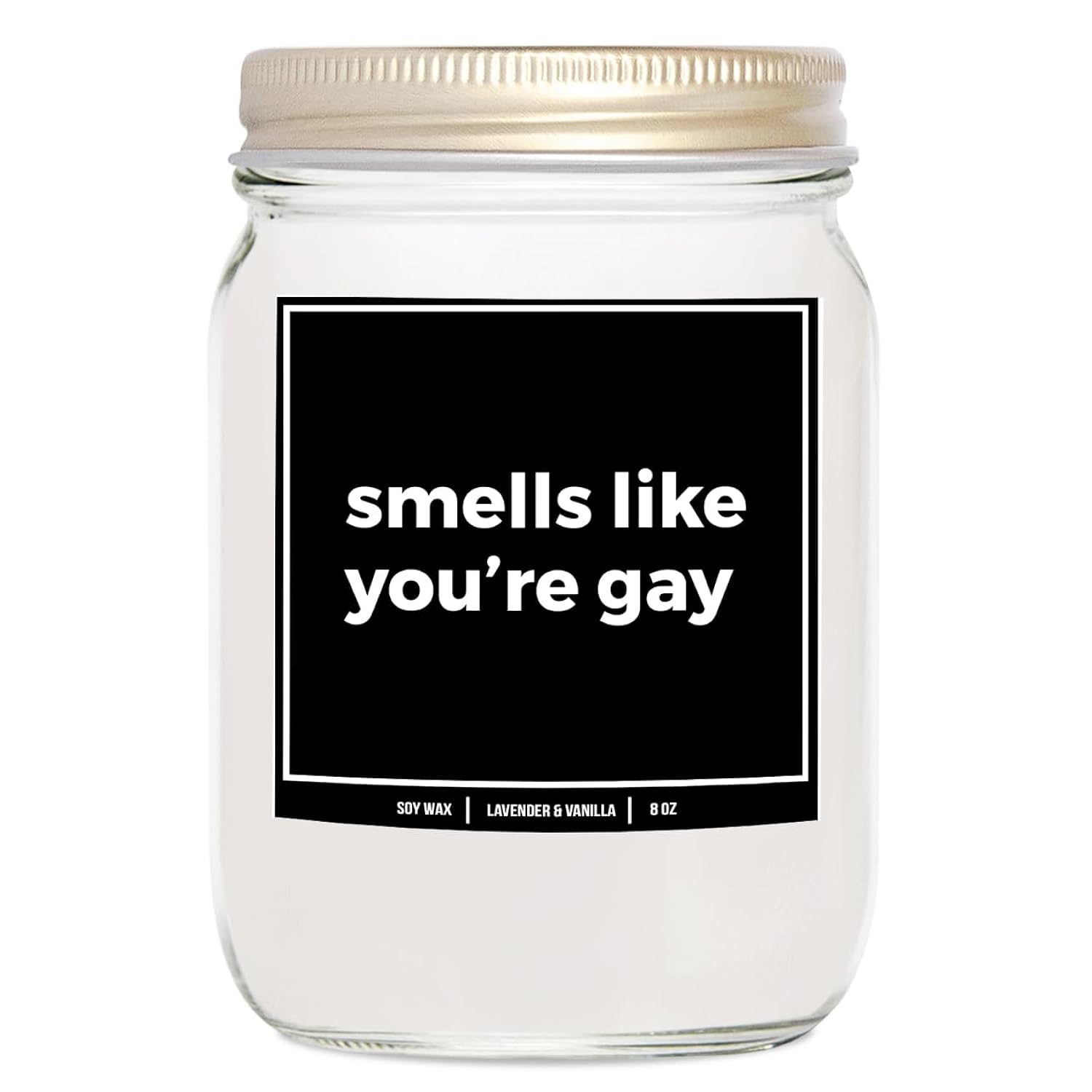 You Nique Designs Smells Like You’Re Gay 8 Oz Candle - Lesbian Gifts, Pride Candle, Lesbian Wedding Surprise, Fun Anniversary Idea For Gay Couple, Lgbtq, Gay Gifts (Lavender & Vanilla)