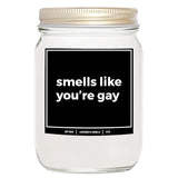 You Nique Designs Smells Like You’Re Gay 8 Oz Candle - Lesbian Gifts, Pride Candle, Lesbian Wedding Surprise, Fun Anniversary Idea For Gay Couple, Lgbtq, Gay Gifts (Lavender & Vanilla)