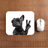 French Bulldog Square Mousepads Desktop Notebook Mouse Mat Fashion Puppy Bulldog Victory Fingers Mouse Pads For Working And Gaming Office Accessories Desk 9.5X7.9 Inch