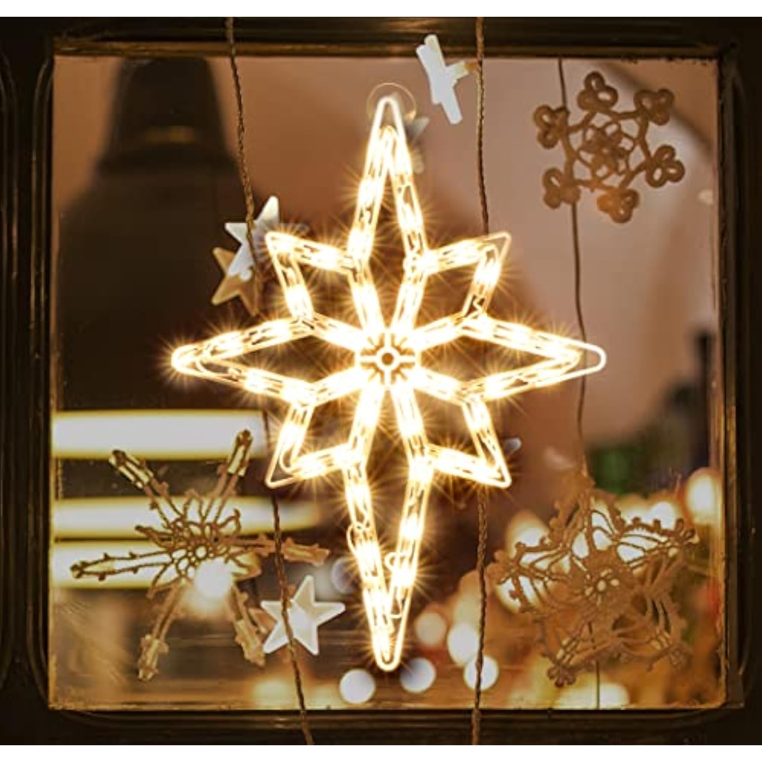 18" 50 Lighted Bethlehem Star Christmas Light Window Sculpture Decoration
