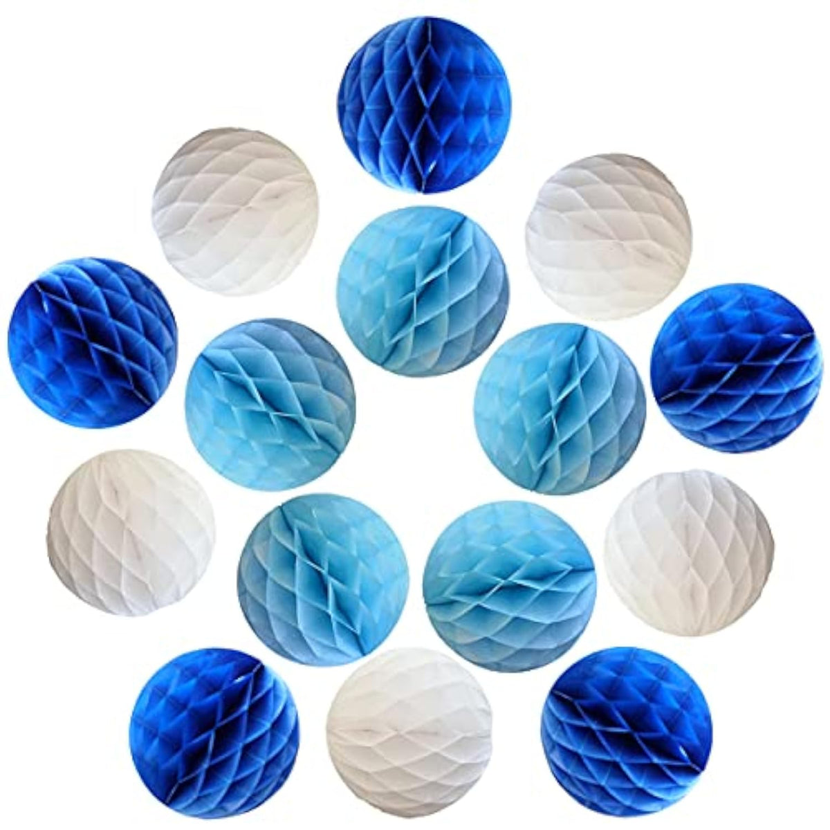 30Pcs 4Inch Pom Poms Tissue Paper Honeycomb Balls Flower Ball Wall Decor Pom Poms Decoration For Birthday Party Wedding Nursery Shower (Blue Set, 30Pcs-4Inch)