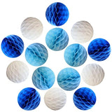 30Pcs 4Inch Pom Poms Tissue Paper Honeycomb Balls Flower Ball Wall Decor Pom Poms Decoration For Birthday Party Wedding Nursery Shower (Blue Set, 30Pcs-4Inch)