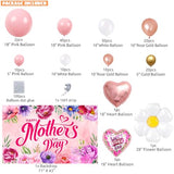 Mothers Day Decorations, 153PCS Mother’s Day Decorations for Party Pink Rose Gold Balloons with Large Happy Mother’s Day Banner Backdrop, Mothers Day Balloon Arch Kit