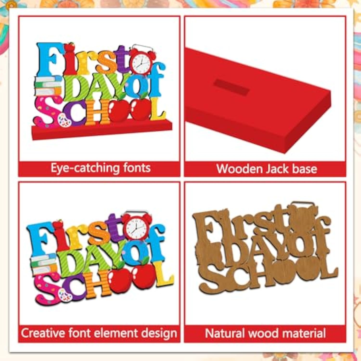 4Pack Back To School Decorations, First Day Of School Wooden Table Centerpieces Back To School Party Decorations For Classroom School Office Table Decor