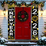 Upgraded, Ideal New Years Eve Party Supplies 2026, 300D Premium New Year Banner, Large 71X12In (With 2Pcs Golden Hanging Rod) (Classic Diamond Style Design) Hd Printing, Perfect For Nye Decorations