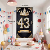 Happy 43St Birthday, Boys And Girls. Golden Black Crown Flag Background Decoration, Poster Background Photo, Booth Prop Decoration, Used For Birthday Parties, Wedding Anniversaries
