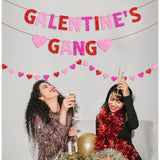 Galentine’S Gang Banner Happy Galentine’S Day Banner Red Pink Glittery Heart Garland Valentines Day Party Decorations Girls Ladies Theme Valentines Day Party Decor Supplies