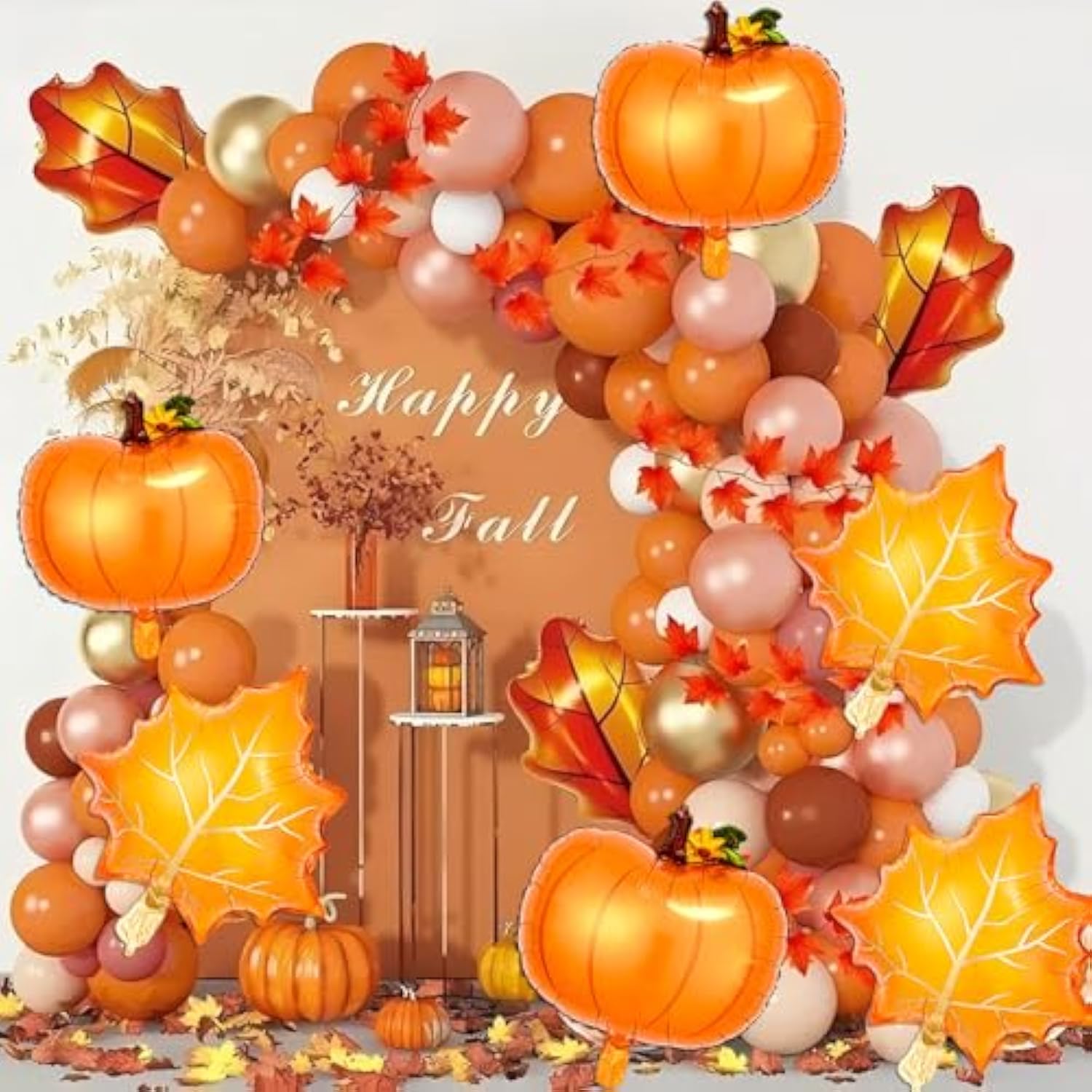 Thanksgiving Balloons 8Pcs Fall Leaf Pumpkin Turkey Balloons for Friendsgiving Party Decor