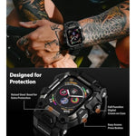 Rugged Case With Band For Apple Watch 44Mm,Compatible With Apple Watch Series Se/Se 2Nd Generation/6/5/4, Military Grade Shockproof Bumper Cover For Iwatch Tactical Band Men (44Mm,Black)