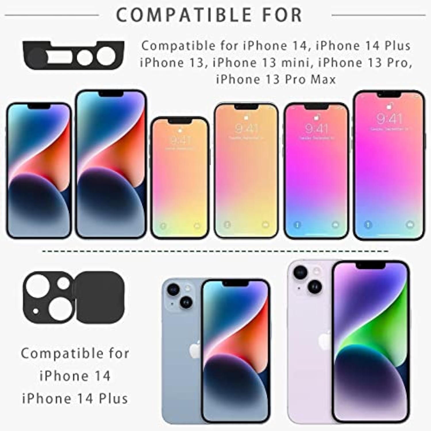 2-Pack Privacy Covers for iPhone 14/Plus, Protects Camera & Face ID