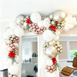 124 Pcs Christmas Balloon Arch Kit Red, Gold & White Winter Wonderland Decor