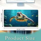 Sea Turtle Mouse Pad Large,Ocean Tropical Fish Desk Pad With Stitched Edges For Home Office Work Non-Slip Rubber Base Gaming Mouse Pad, Desk Mat, 31.5 X 15.7 In