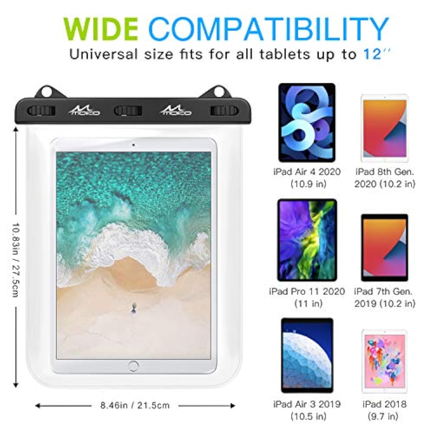 MoKo Waterproof Tablet Case, Tablet Pouch Dry Bag Compatible with iPad 10th, i