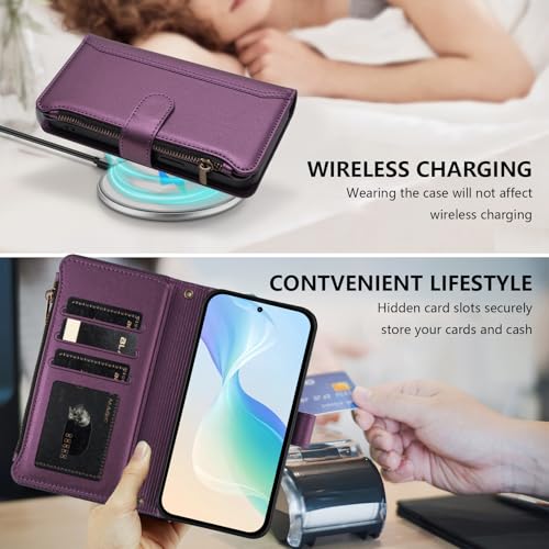 for  Galaxy A17 5g Phone Case 2026, with 1 Long Shoulder Strap, 1 Short Wrist Strap, 9 Card Slots, 1 Cash Pocket, Kistand, Wireless Charging,
