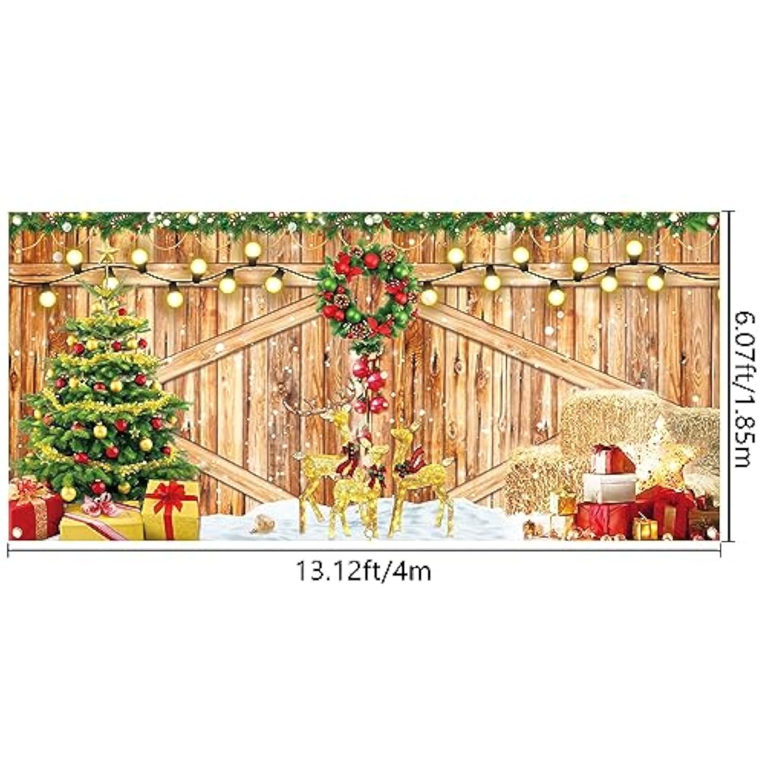 Christmas Garage Door Banner, 13 X 6Ft Merry Christmas Garage Cover Large Xmas Party Background Decoration For Photography, Holiday Photo Booth Props Outdoor Hanging Decor For Winter Supplies