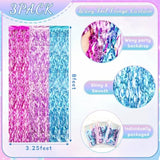 3 Pack Wavy Foil Fringe Curtain, Pink Purple Blue Streamers Water Beach Backdrop For Mermaid Theme Birthday Decorations Under The Sea Party Decorations, Summer Holiday Party, 3.3X6.6 Feet