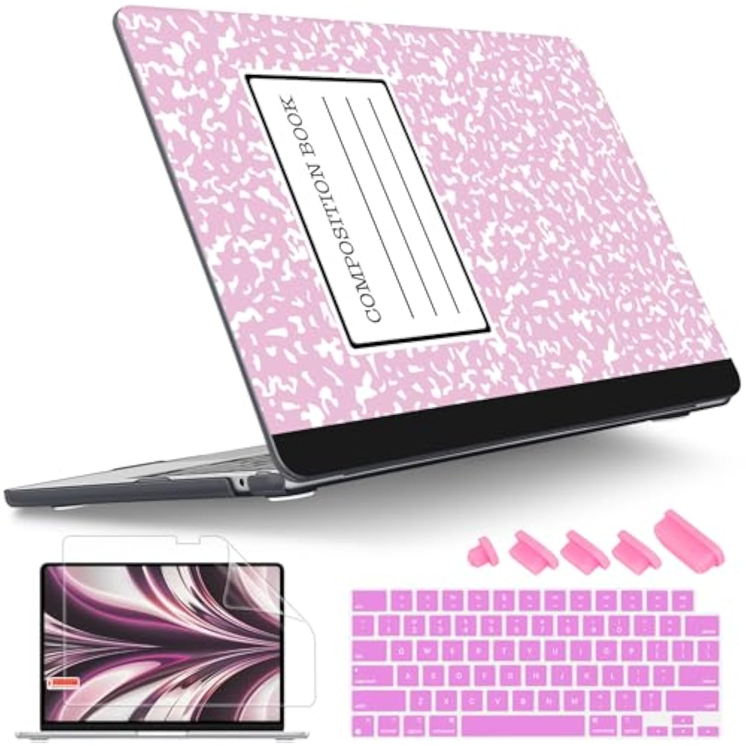 For M4 Macbook Air 13.6 Inch Case 2025-2022 Release M2 Chip Model A3240 A3113 A2681, Plastic Hard Shell Cover For Macbook Air 13.6 Liquid Retina Display With Touch Id, Composition Book