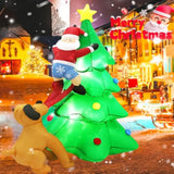 6Ft Christmas Inflatables Tree Outdoor Decoration With Led Lights, Santa Claus Chased By Dog Inflatable Christmas Tree B
