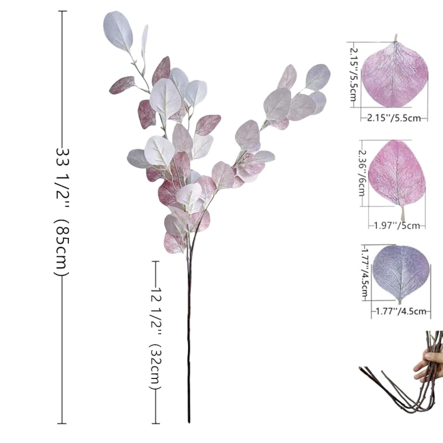 4 Pcs Fall Flowers Artificial For Decoration 33'' Artificial Eucalyptus Stems Long Stem Eucalyptus Branches For Home Wedding Festival Party Decor,Light Purple