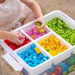 Citylife 17 Qt Plastic Storage Box With Building Baseplate Lid And Removable Tray Craft Organizers And Storage Clear Storage Container For Organizing Bead, Tool, Sewing