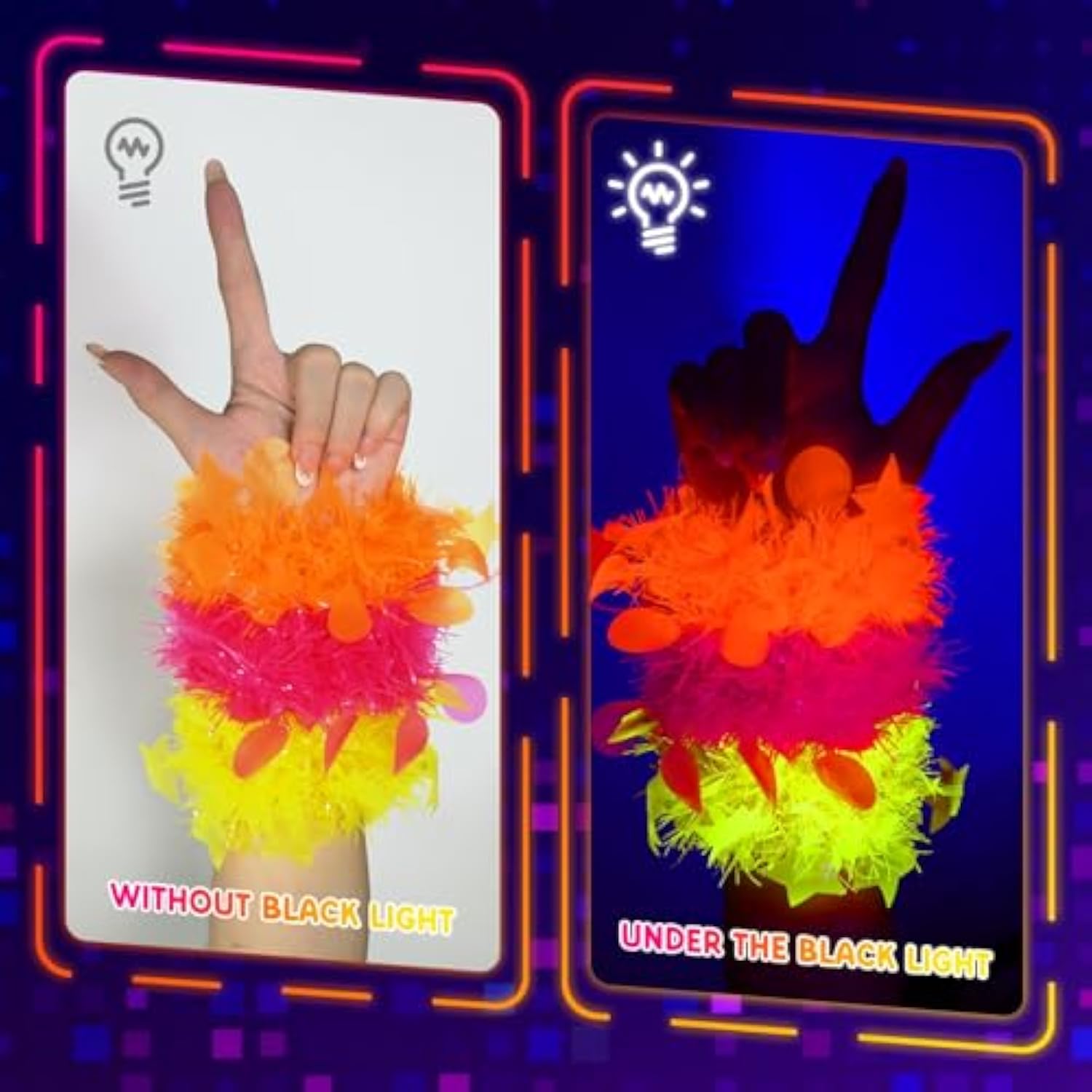 Mega-L 12 Pcs Glow In The Dark Party Bracelet, Glow In The Dark Party Supplies, Neon Fluorescent Blacklight Bracelet Party Favors, Glow Photo Booth Props Bracelets Accessories For Women, Men