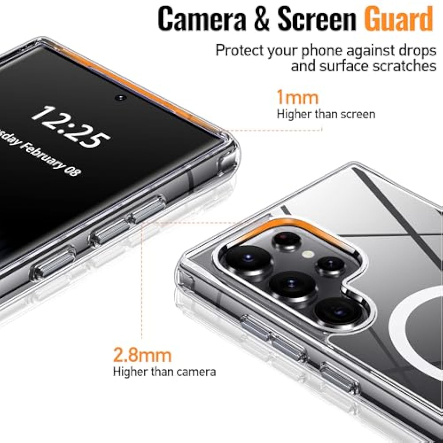Clear Magnetic Case for Samsung Galaxy S25 Ultra, MagSafe, Shockproof, Slim