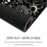 Xxl Large Gaming Mouse Pad & Desk Protector (35.5"X15.75") With Non-Slip Base, Waterproof Surface | Xxl Mouse Pad With Stitched Edges For Office Work, Gaming, Home Desk - Black Moon Sun