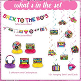 27 Pcs 80S 90S Party Decorations 1980S 1990S Hip Hop Banner Hanging Swirls Ceiling Honeycomb Decoration For Back To The 1980S 1990S Throwback Birthday Neon Party Decor Supplies(80S)