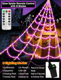 Halloween Decorations Outdoor Spider Web,Upgraded 450 LED Spider Web Lights