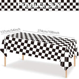 3-pack black & white checkered race car tablecloths, 54" x 108", for party décor