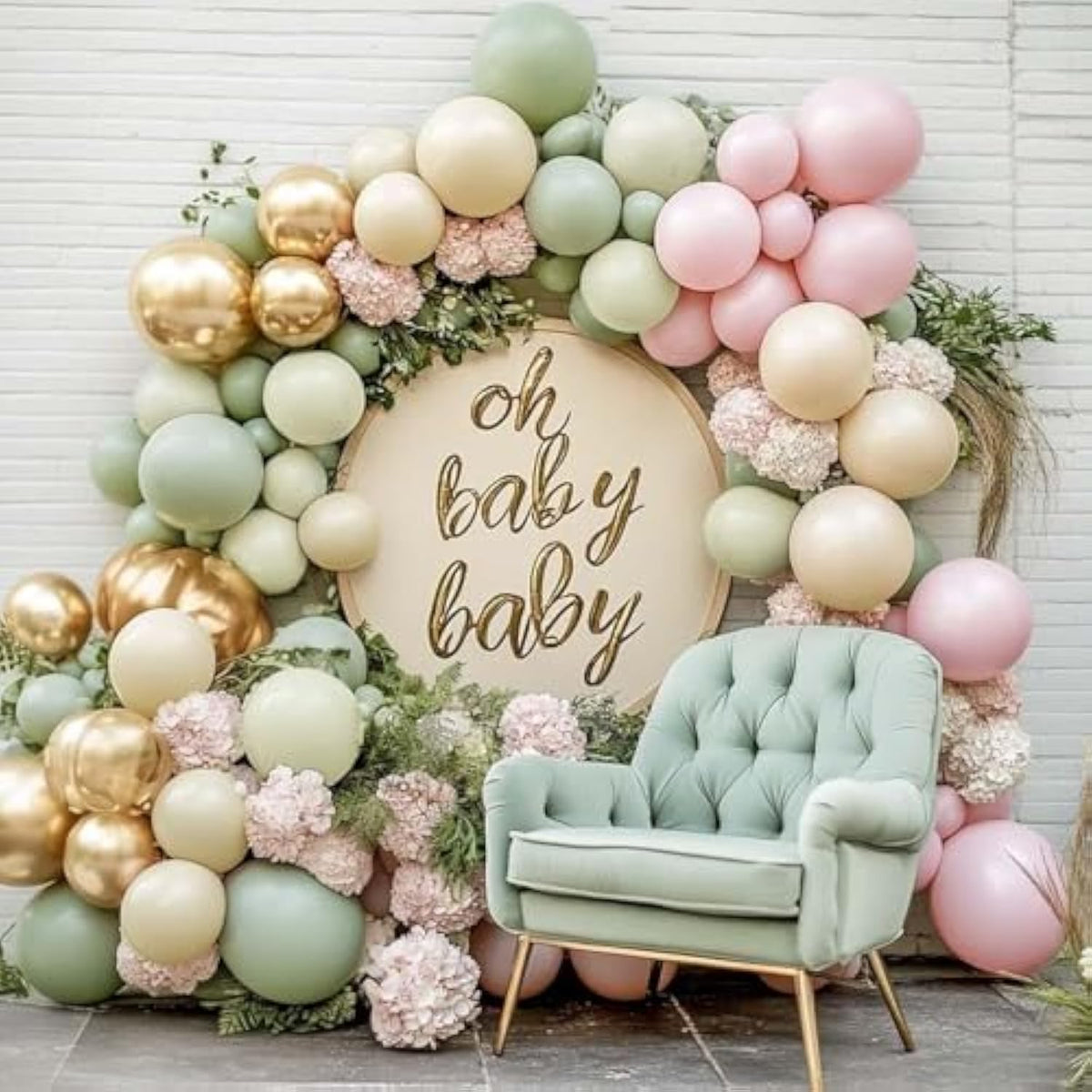 Pastel Balloon Garland Kit: Green, Pink, Gold Party Arch