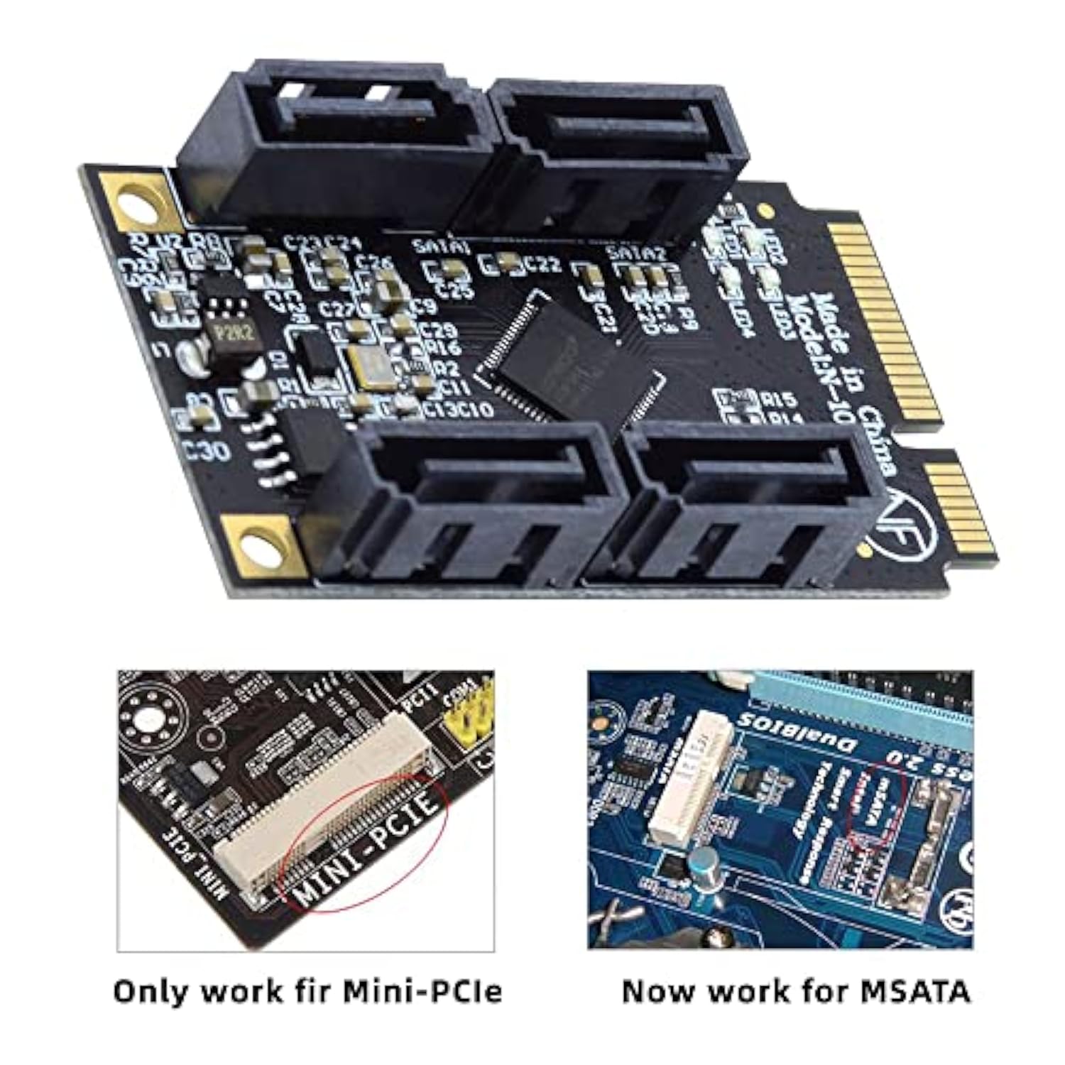 cablecc Mini PCI-E PCI Express to 6Gbps Four Ports SATA 3.0 Adapter Converter