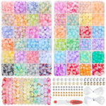 1425 Pcs Glass Beads For Bracelets, 48 Colors 8Mm Crystal Glass Beads For Jewelry Making Round Friendship Bracelet Making Kit Bead Diy Crafts For Birthday Gifts