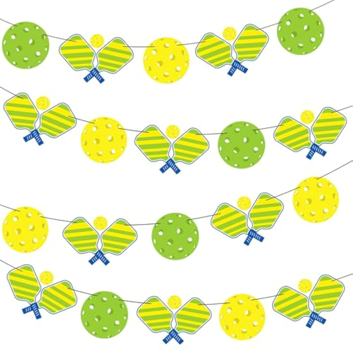 Pickleball Party Banners 4Pcs Pickleball Themed Birthday Decorations Green And Yellow Cardboard Rope