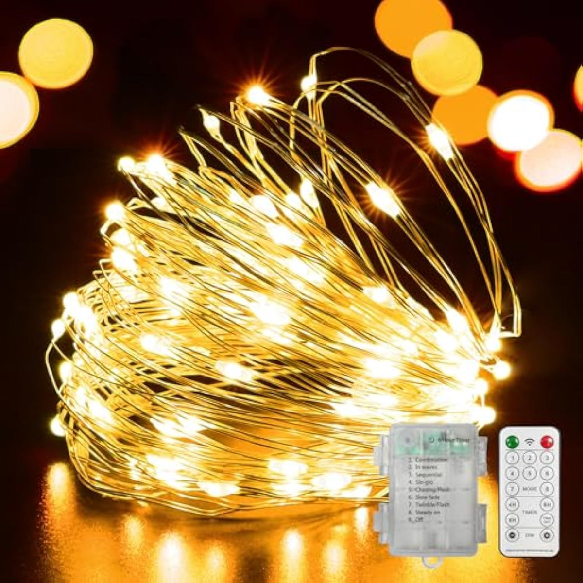 100 Led 33Ft Fairy Lights Battery Operated With Remote, Mini Starry String Lights,Multi Functions & Timer, Twinkle Light