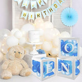 First Birthday Balloon Boxes: Clear Party Decor Blocks - "ONE"