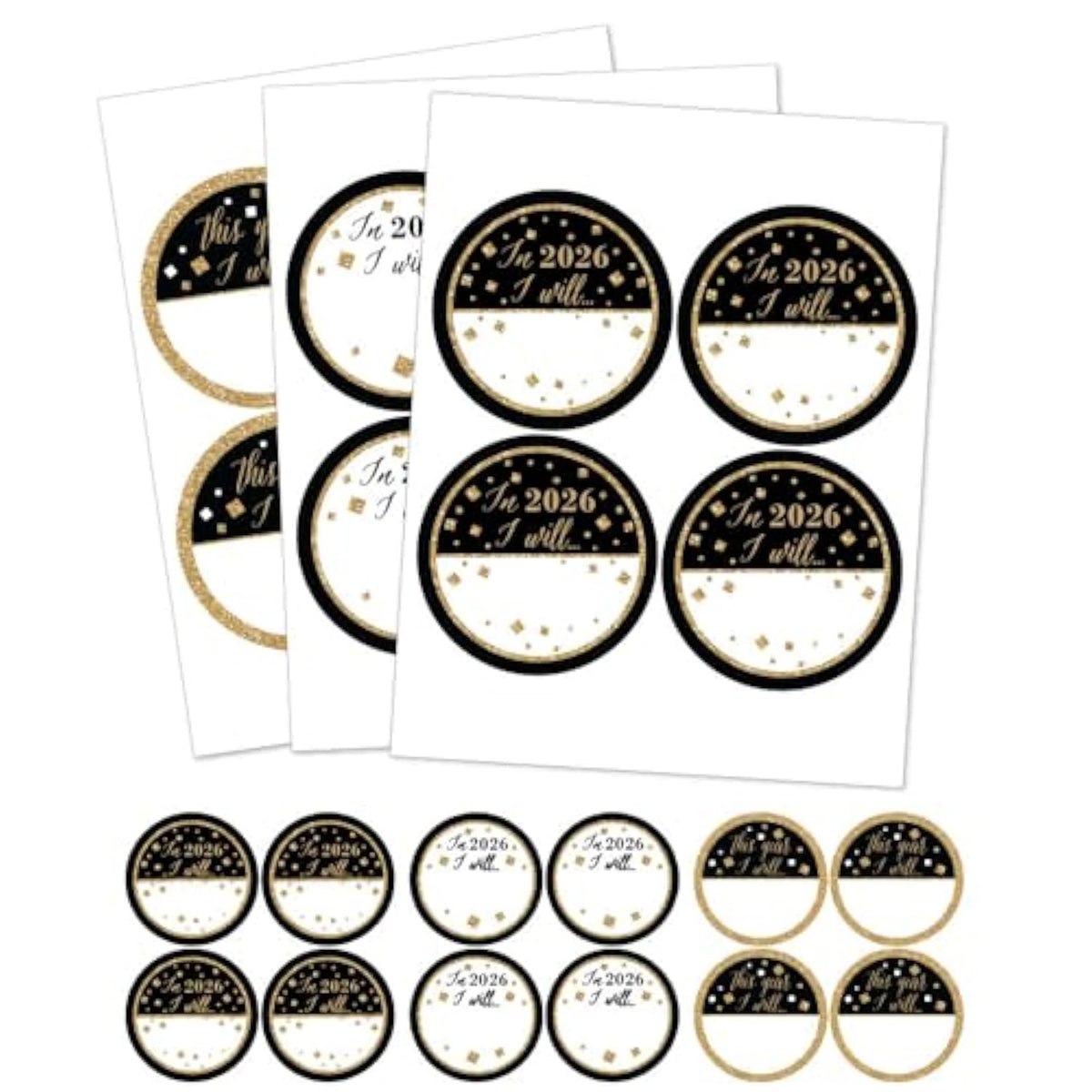 Big Dot of Happiness New Year's Eve - Gold - 2026 New Years Eve Party Funny Name Tags - Party Badges Sticker Set of 1