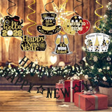 Black Glitter Happy 2026 New Year Banner Party Supplies for NYE